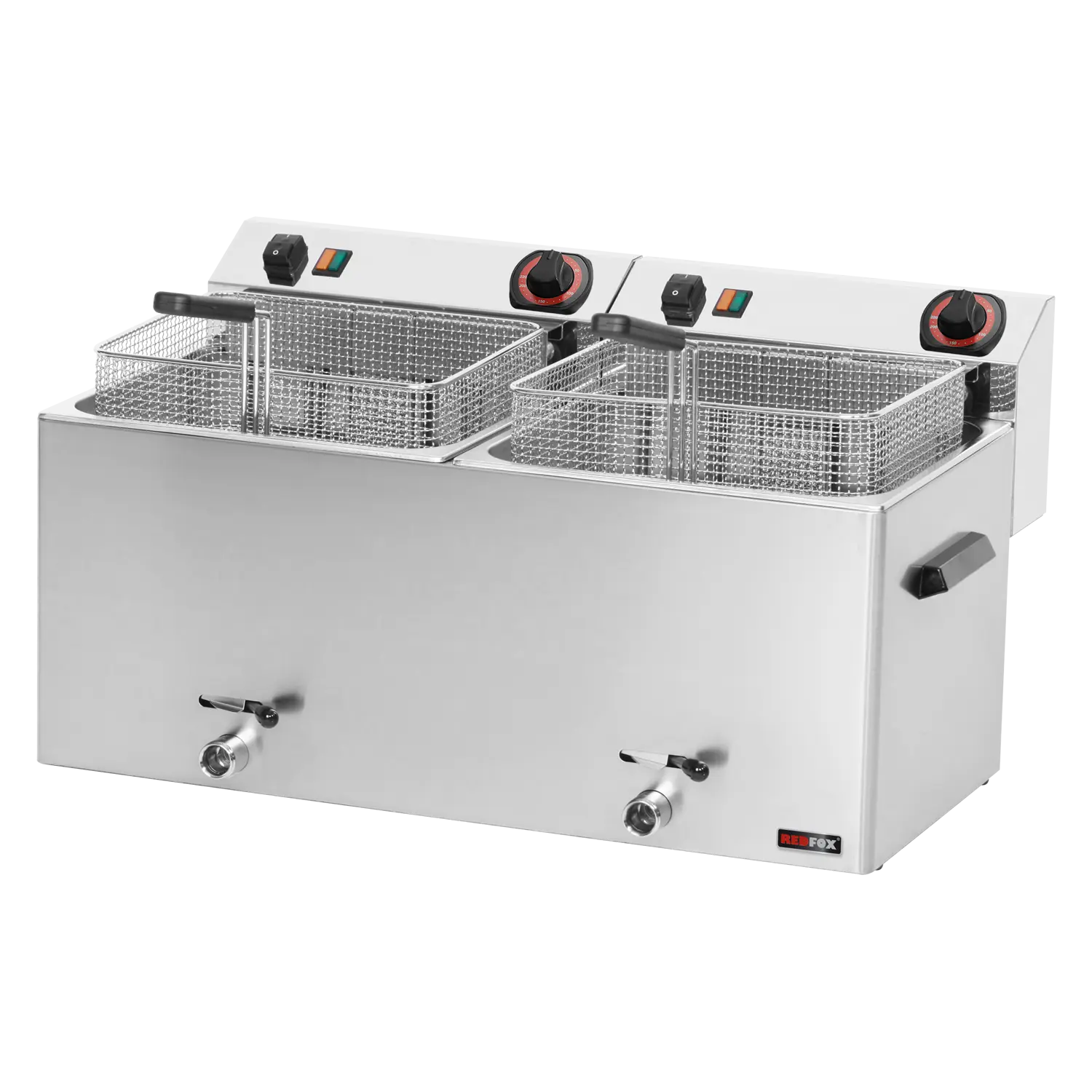 Elektrifritüür 2 korvi 0,74 kW/l, 11+11 l lauapealne äravool kraan 400 V | REDFOX - FE 1010 T