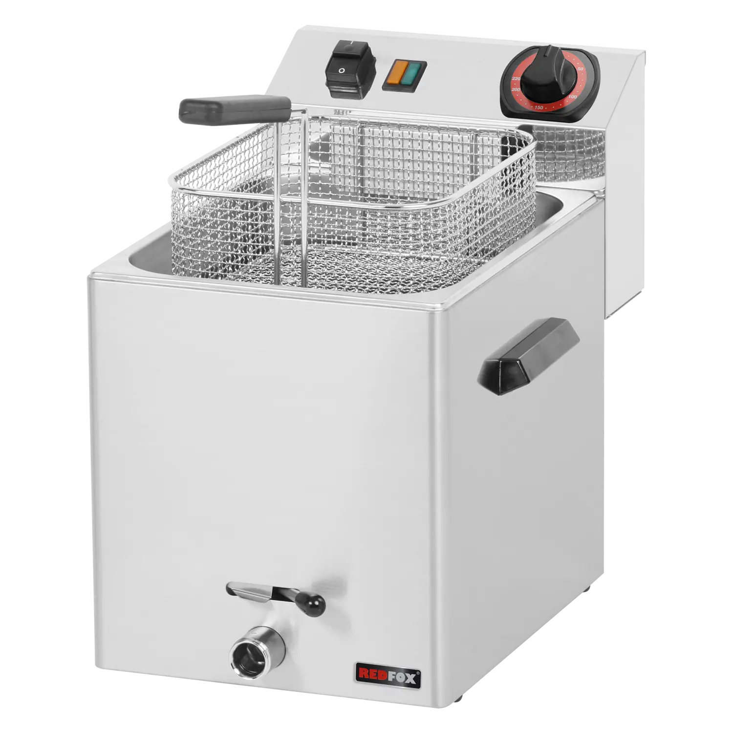 Elektrifritüür 0,75 kW/l, 8 l lauapealne äravool kraan 400 V | REDFOX - FE 07 VT