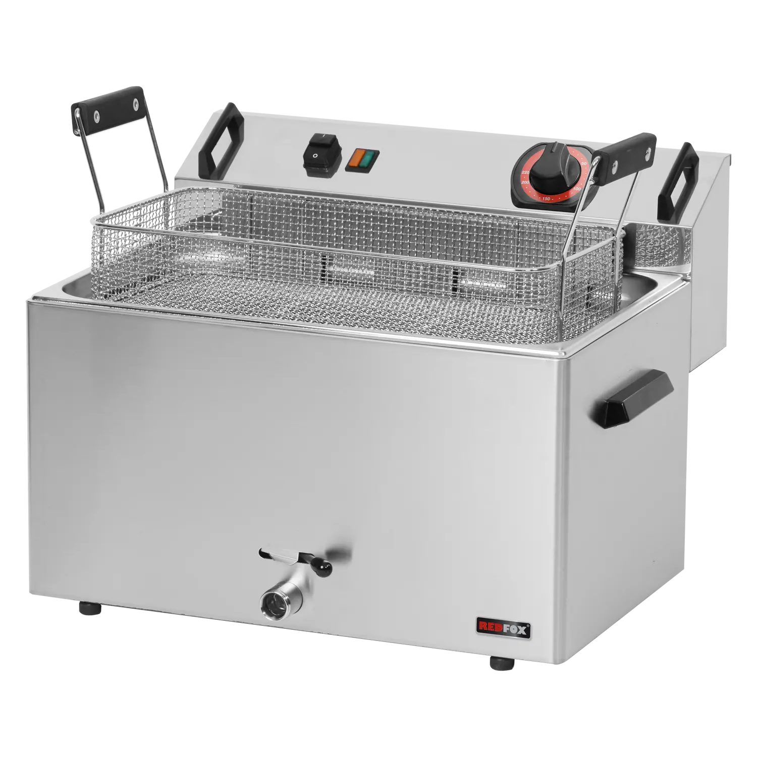 Elektrifritüür 0,56 kW/l, 16 l lauapealne äravool kraan 400 V | REDFOX - FE 30 T