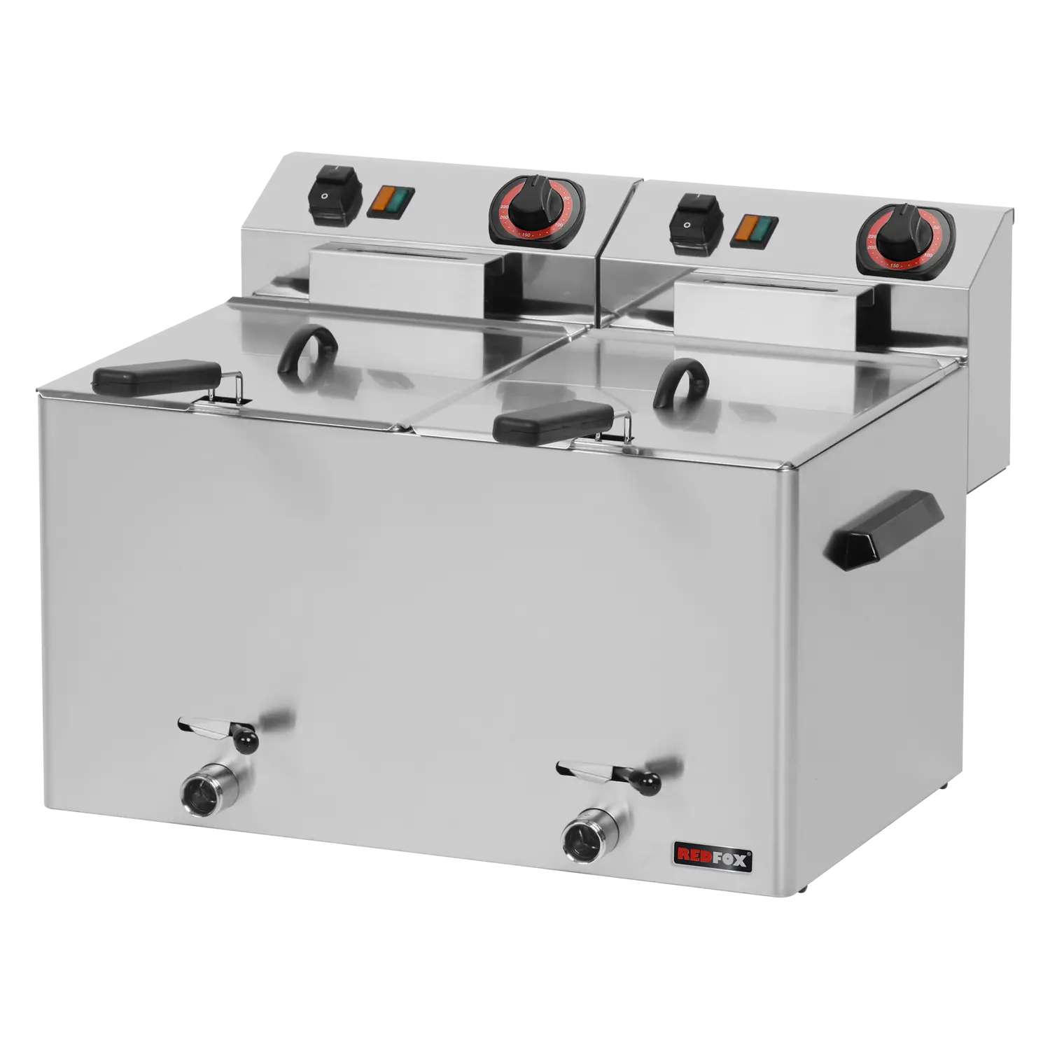 Elektrifritüür 2 korvi 0,38 kW/l, 8+8 l lauapealne äravool kraan 230 V | REDFOX - FE 77 V