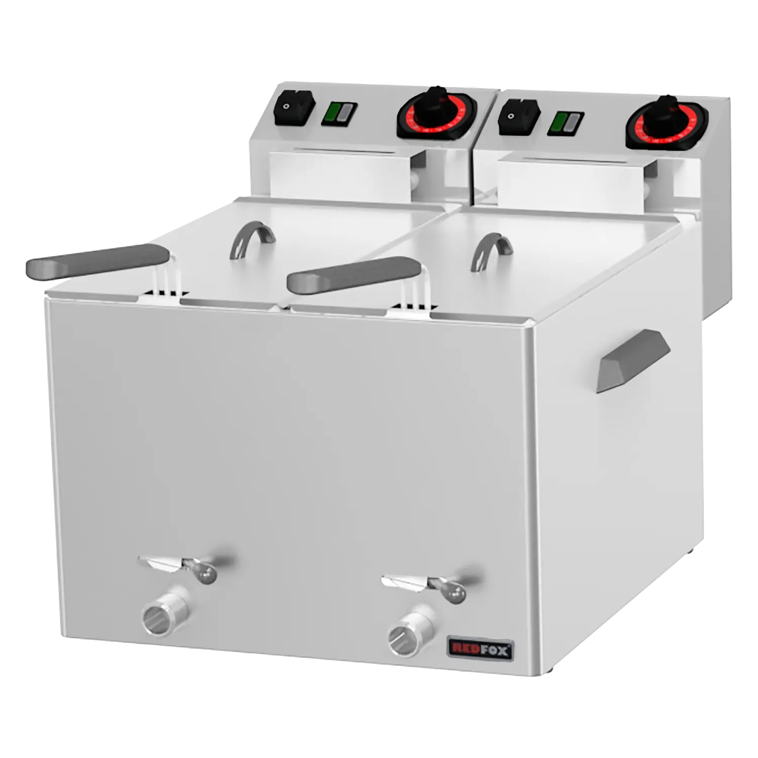 Elektriline kalafritüür 2 korvi 0,43 kW/l, 8+8 l lauapealne äravool kraan 230 V | REDFOX - FE 88 V