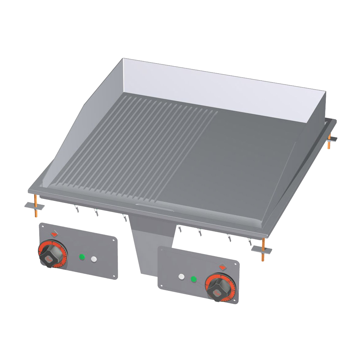 Grillplaat 56x55 sissehoonatud elektriline kroomitud kombineeritud 400 V | RM - FTLRD-66ETS