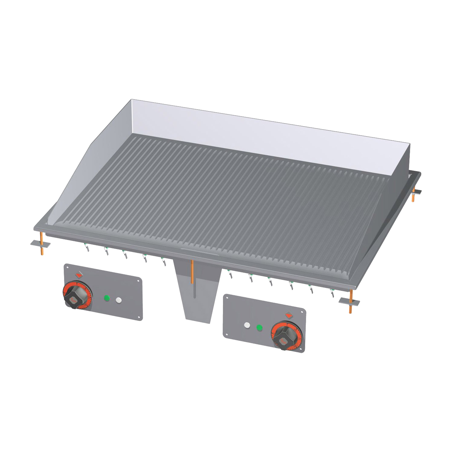 Grillplaat 75x55 sissehoonatud elektriline kroomitud soonega 400 V | RM - FTRD-68ETS