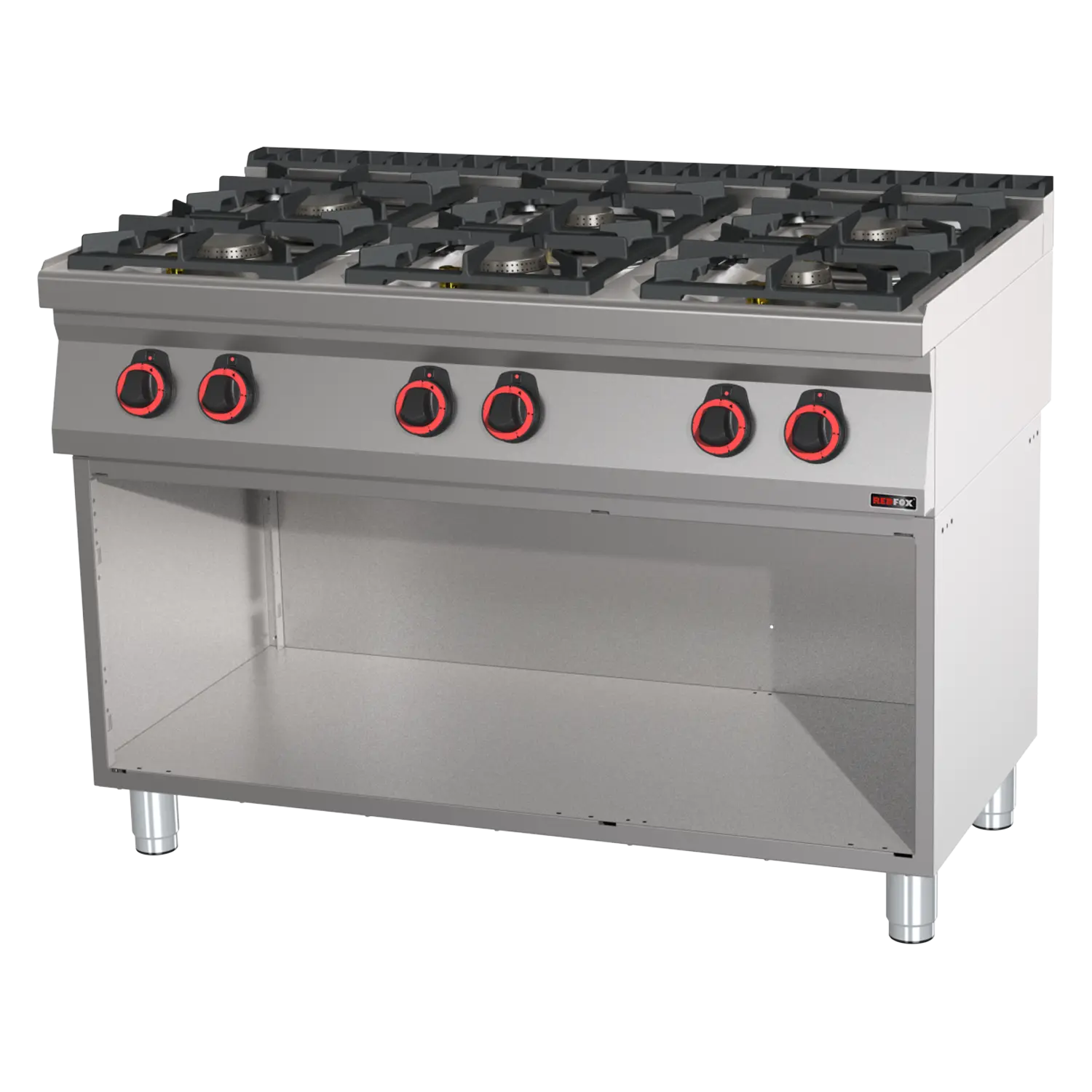Gaasipliit 6x põleti peal lahtine kapp | REDFOX - SP 70/120 G