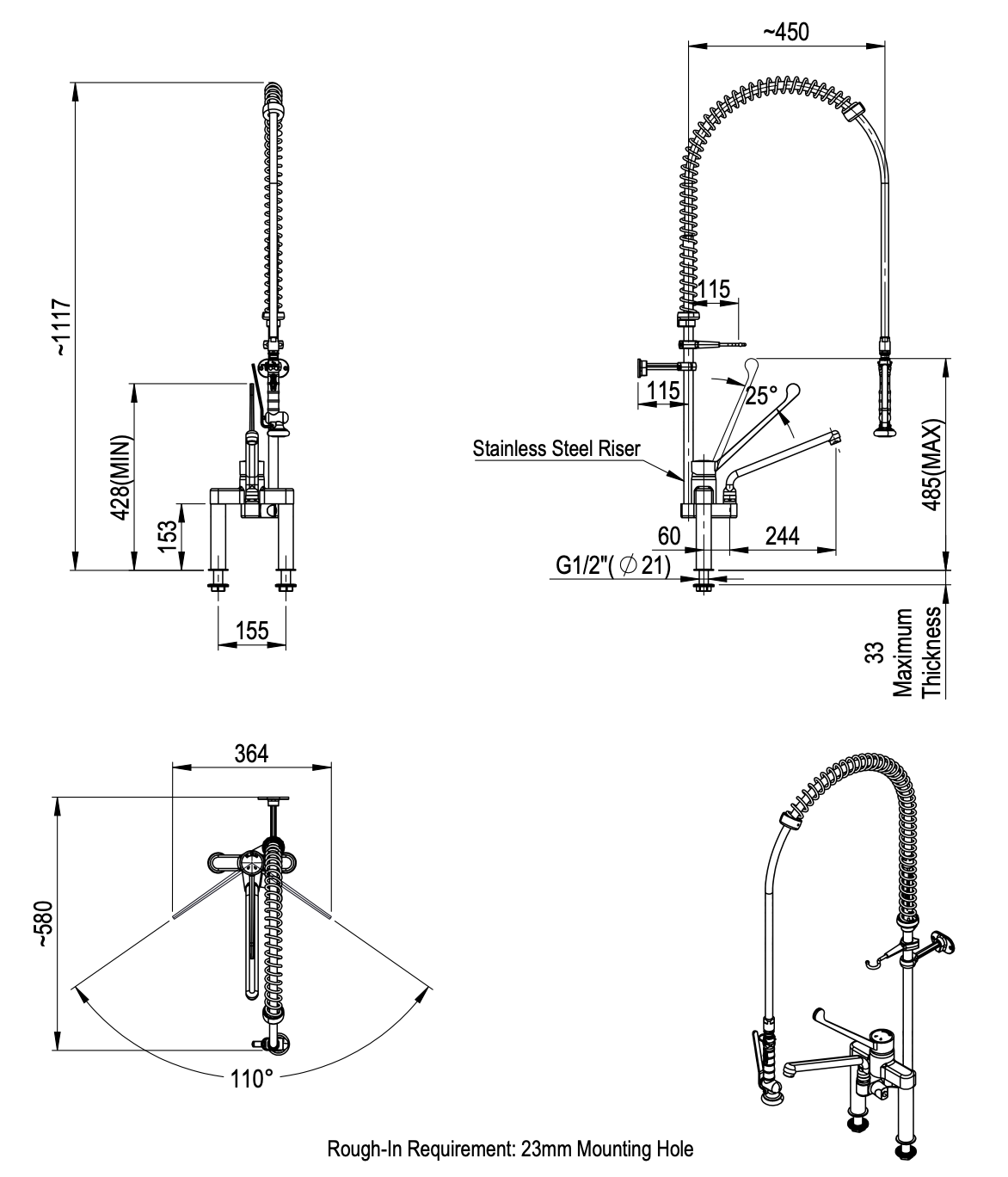 Mixing faucet with swivel nozzle 1S.2960.59.92